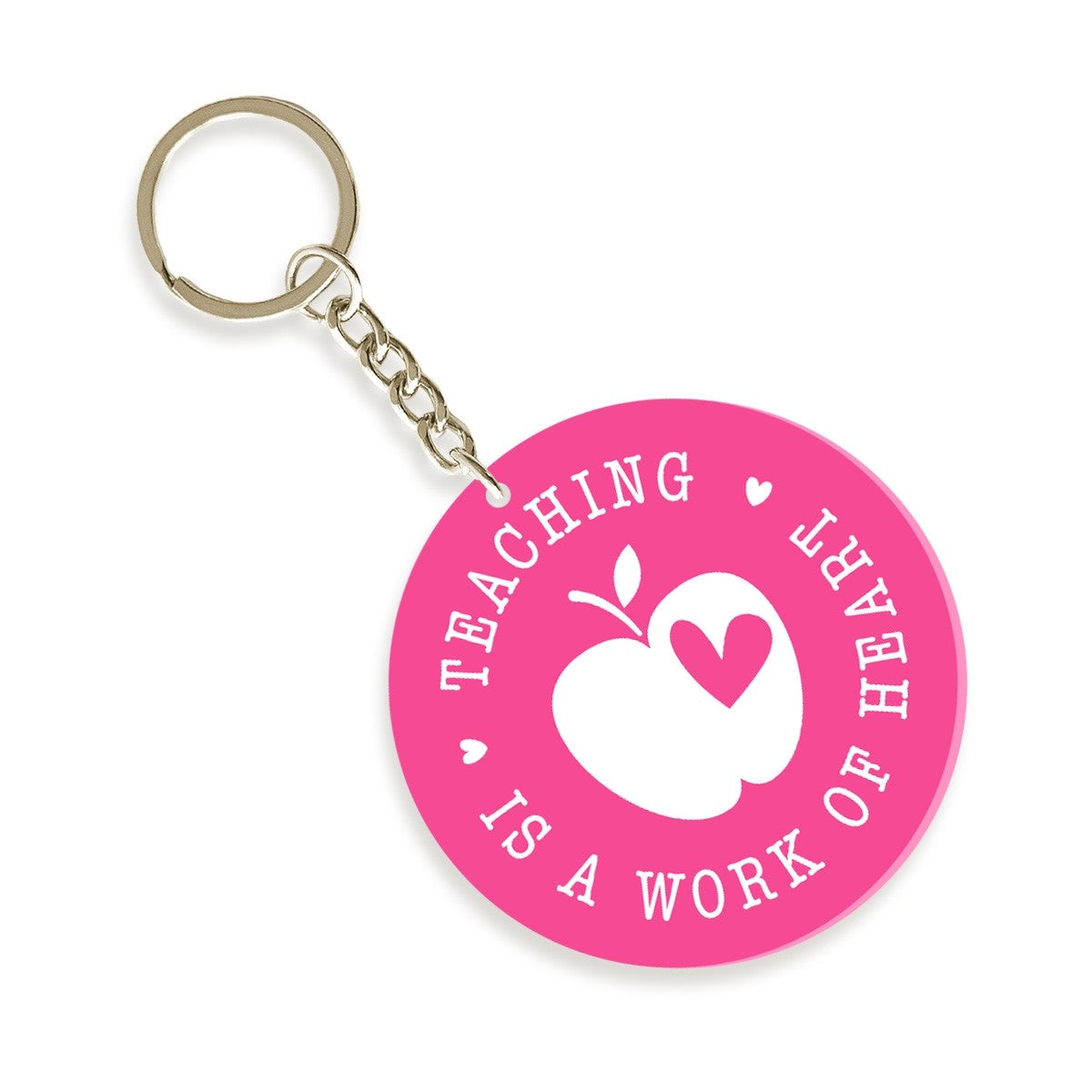 Hot Pink & White Acrylic Work of The Heart Keychain