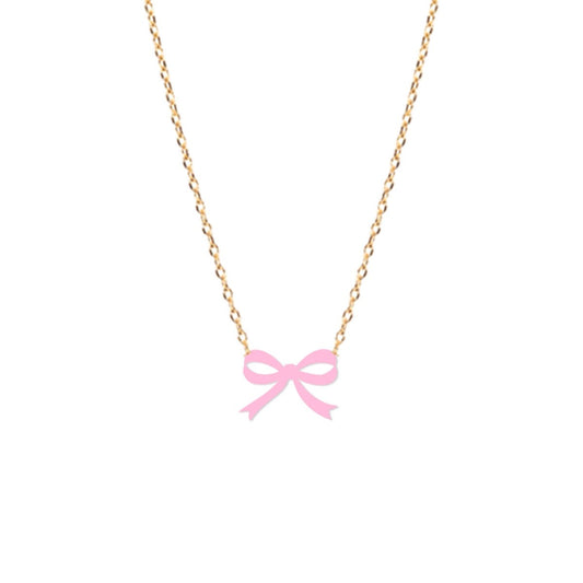 Light Pink Bow Dainty Necklace