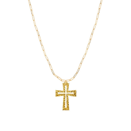 Textured Gold Cross Gold Rhonda Necklace