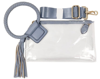 Clear Cuff Handle Tassel Wristlet Clutch & Crossbody