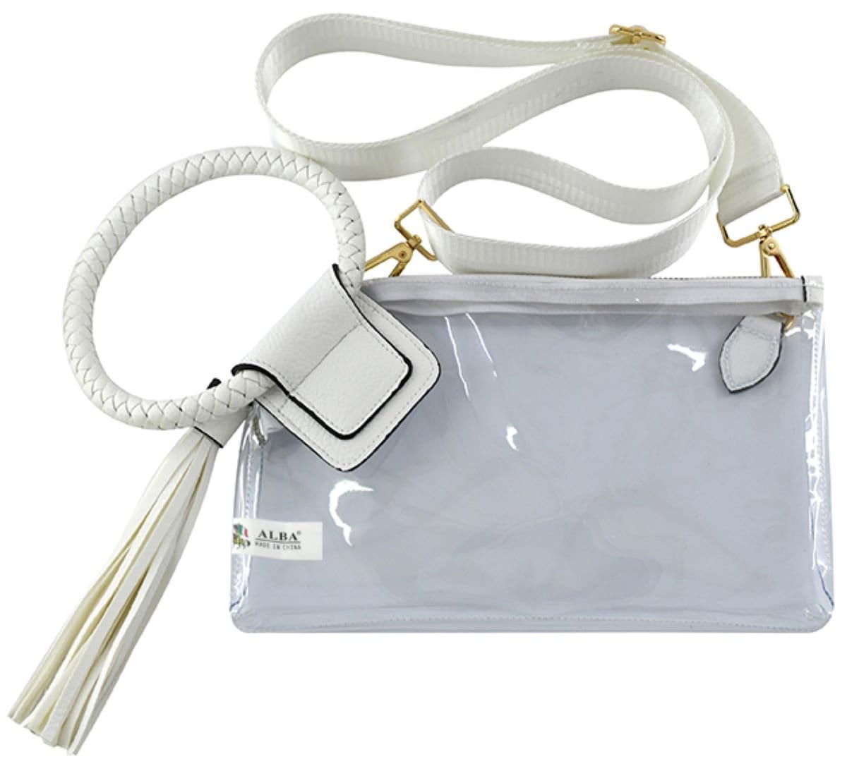 Clear Cuff Handle Tassel Wristlet Clutch & Crossbody