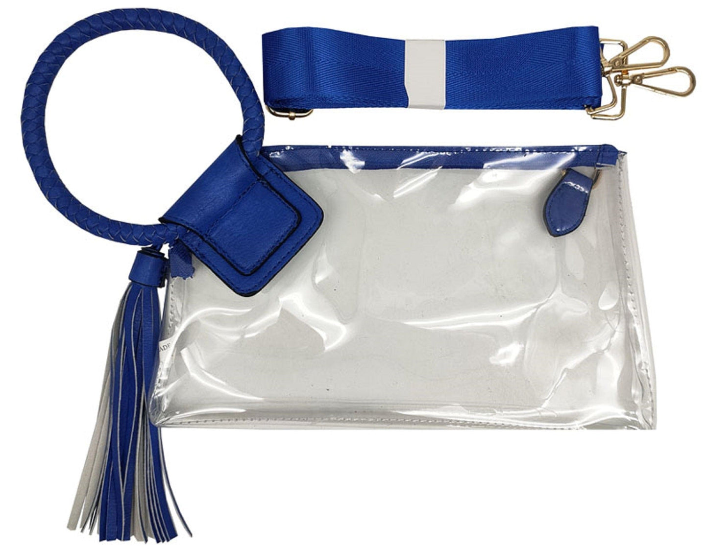 Clear Cuff Handle Tassel Wristlet Clutch & Crossbody