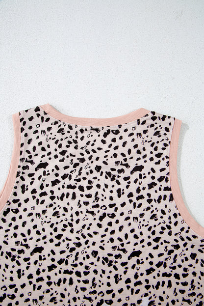 Leopard Print Round Neck Tank Top