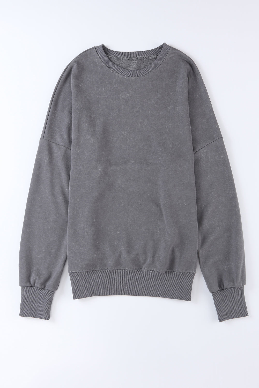 Gray Drop Shoulder Ribbed Trim Oversized Sweatshirt