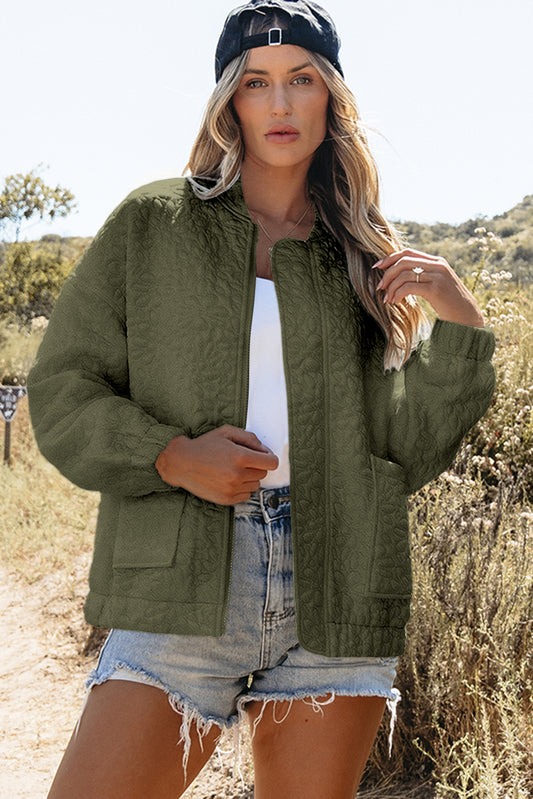 Jungle Green Floral Quilted Jacket