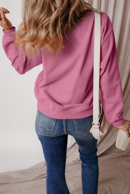 Meadow Mauve Solid Fleece Lined Drop Shoulder Terry Sweatshirt