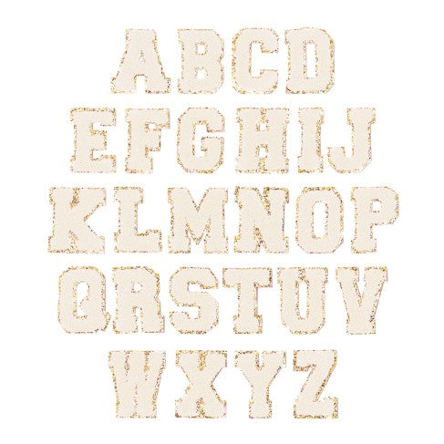 Creme Gold Glitter Varsity Letter Patch