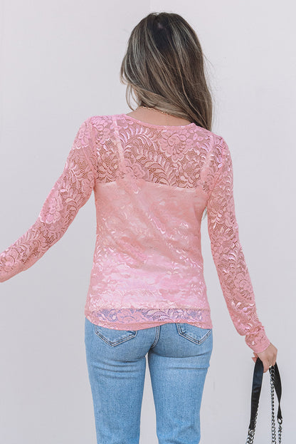 Blossom Floral Lace Sheer Long Sleeve Top