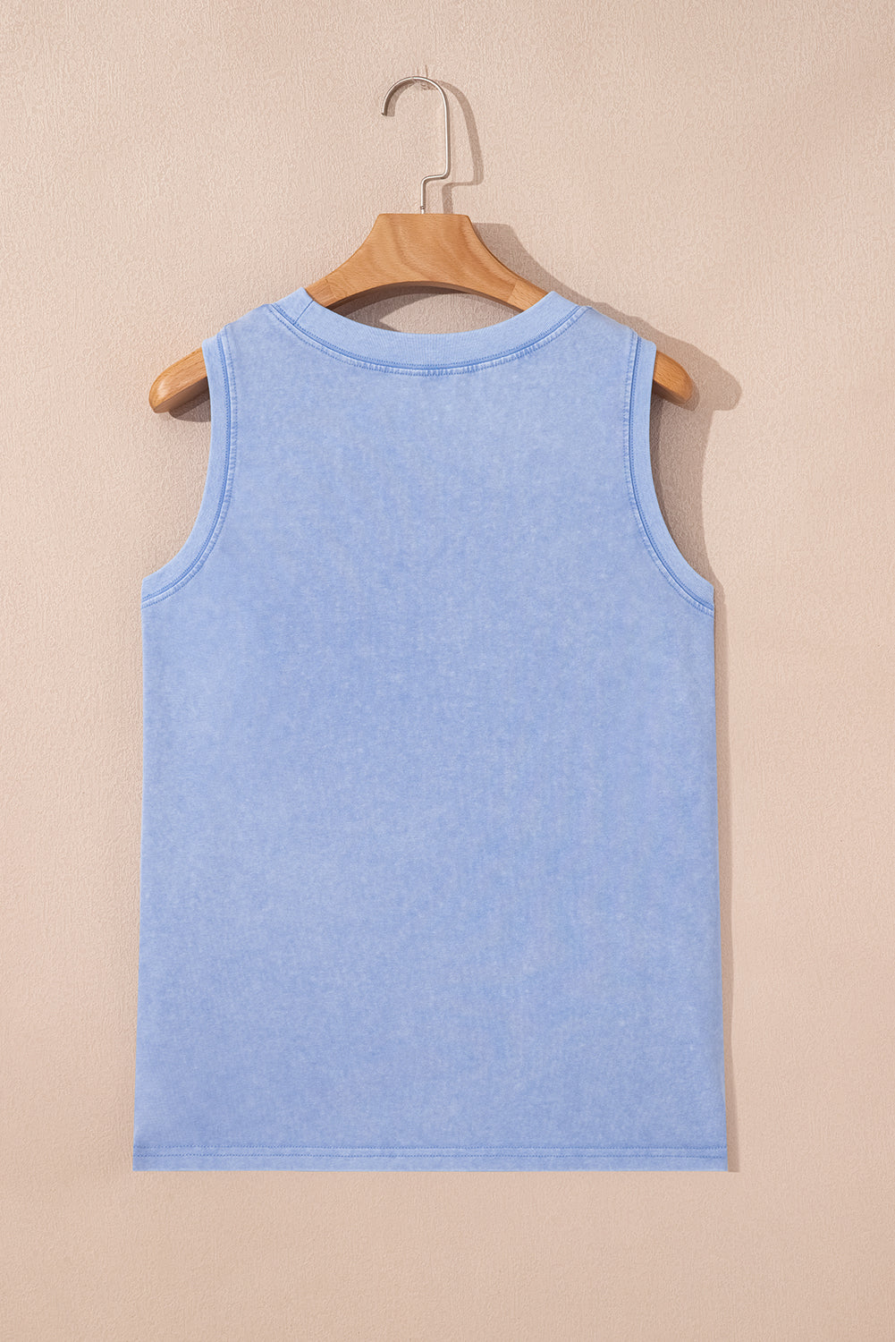 Beau Blue Mineral Wash Patched Chest Pocket Casual Tank Top