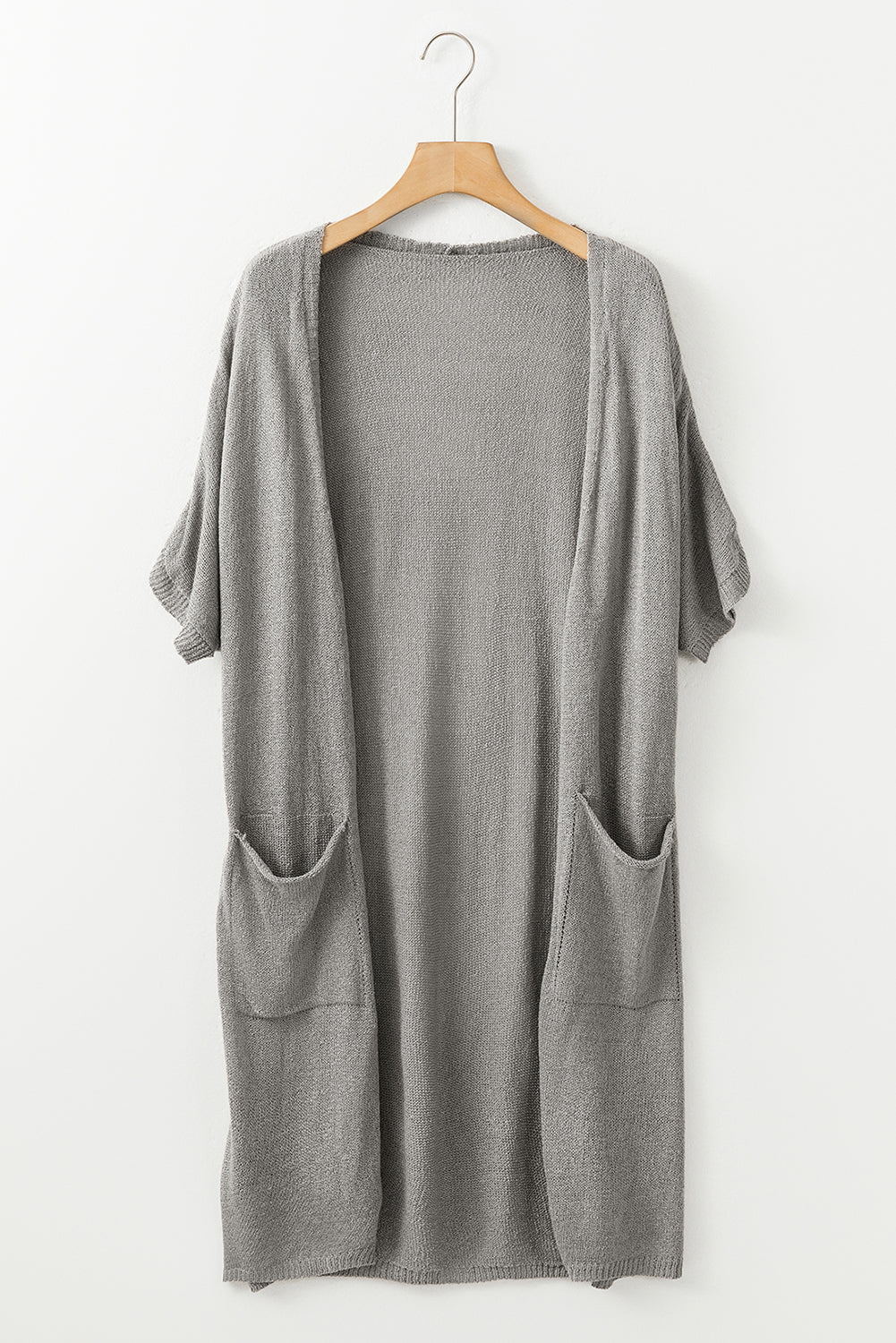 Gray Dolman Half Sleeve Pocketed Long Cardigan