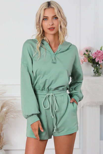 Blue French Terry Hoodie Romper