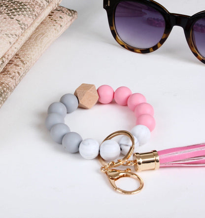 Silicone Beaded Keyring/Keychain Bracelet