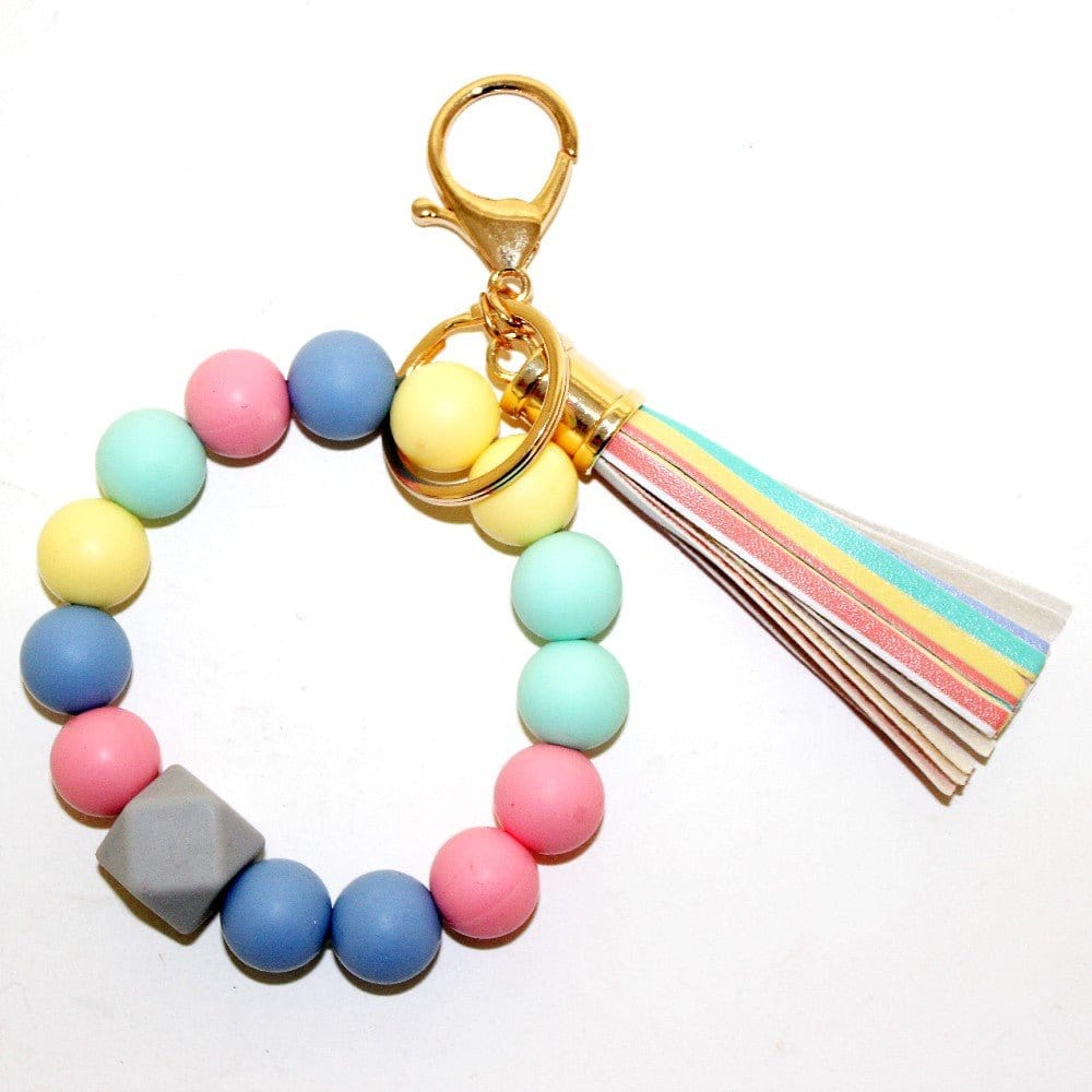 Silicone Beaded Keyring/Keychain Bracelet