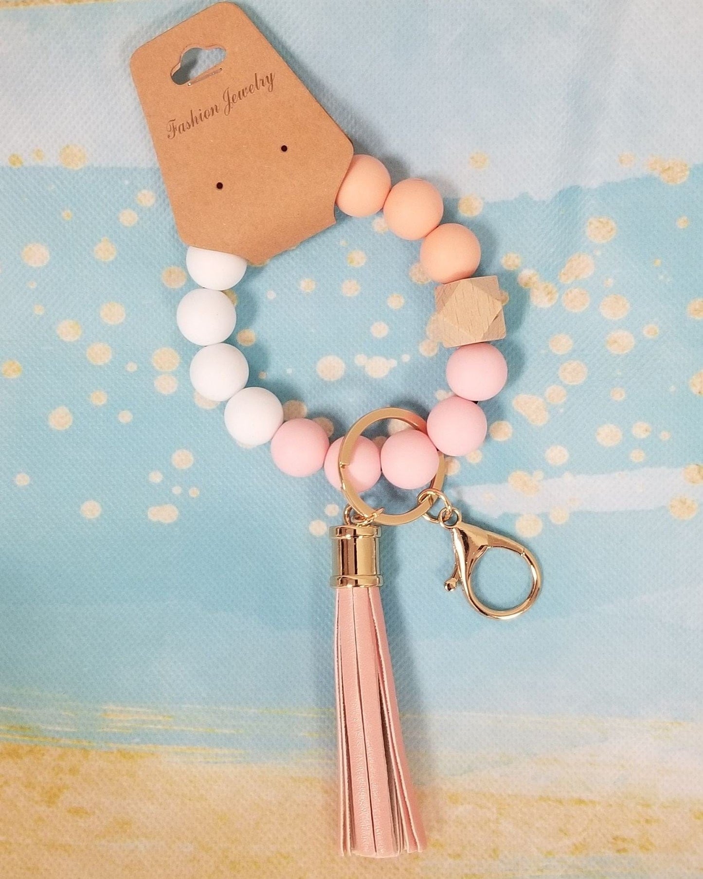 Silicone Beaded Keyring/Keychain Bracelet