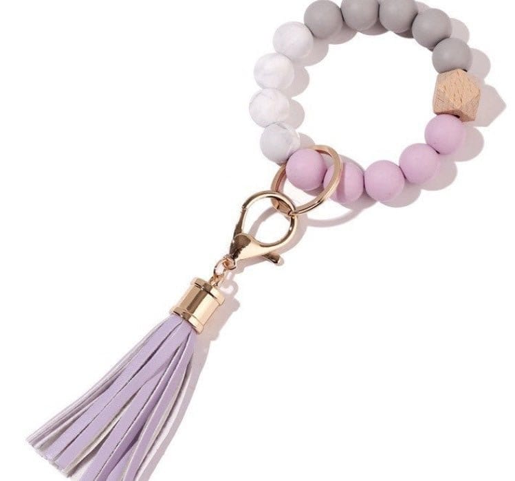 Silicone Beaded Keyring/Keychain Bracelet