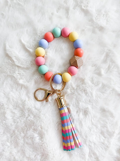 Silicone Beaded Keyring/Keychain Bracelet