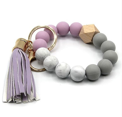 Silicone Beaded Keyring/Keychain Bracelet