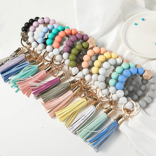 Silicone Beaded Keyring/Keychain Bracelet