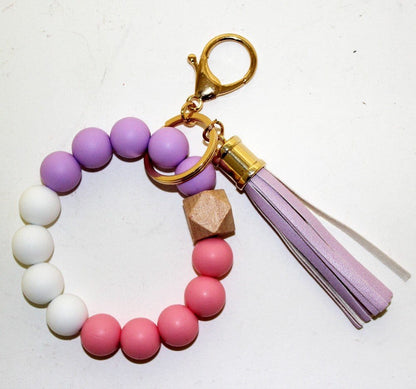 Silicone Beaded Keyring/Keychain Bracelet