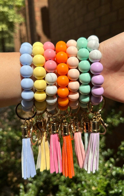 Silicone Beaded Keyring/Keychain Bracelet