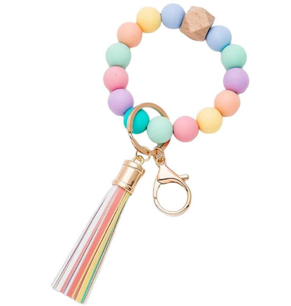 Silicone Beaded Keyring/Keychain Bracelet