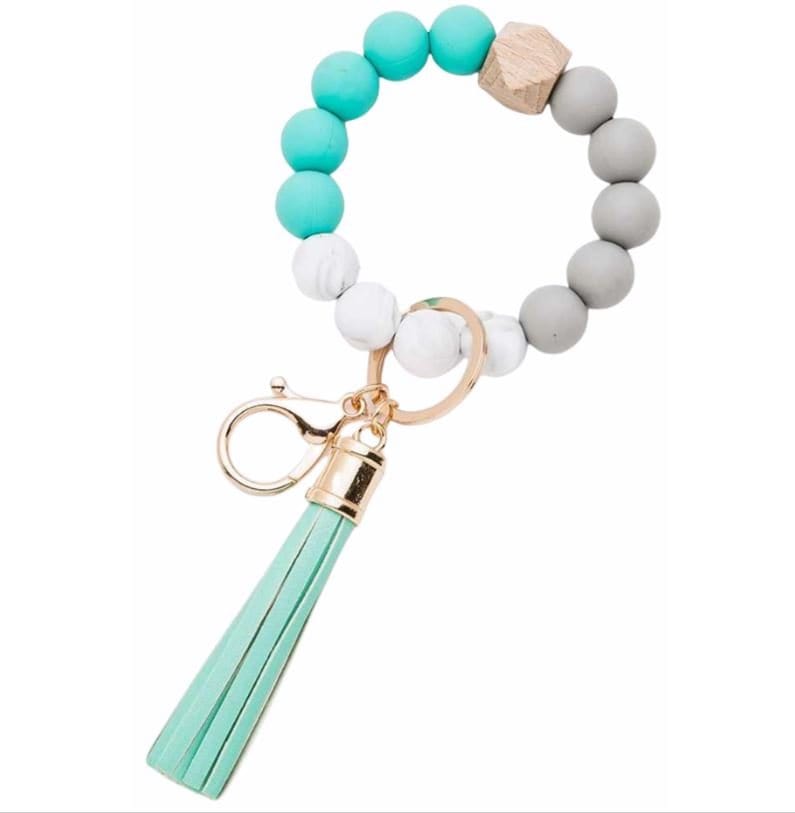 Silicone Beaded Keyring/Keychain Bracelet