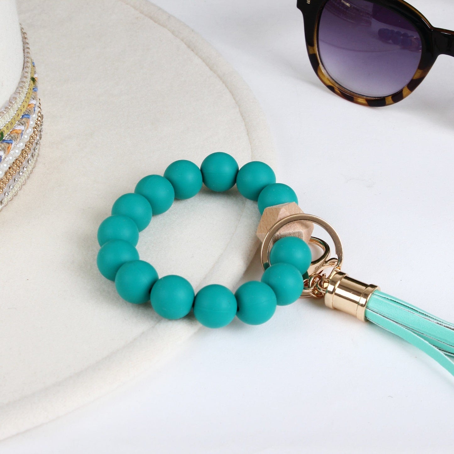 Silicone Beaded Keyring/Keychain Bracelet