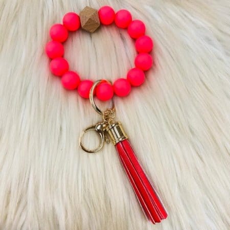 Silicone Beaded Keyring/Keychain Bracelet