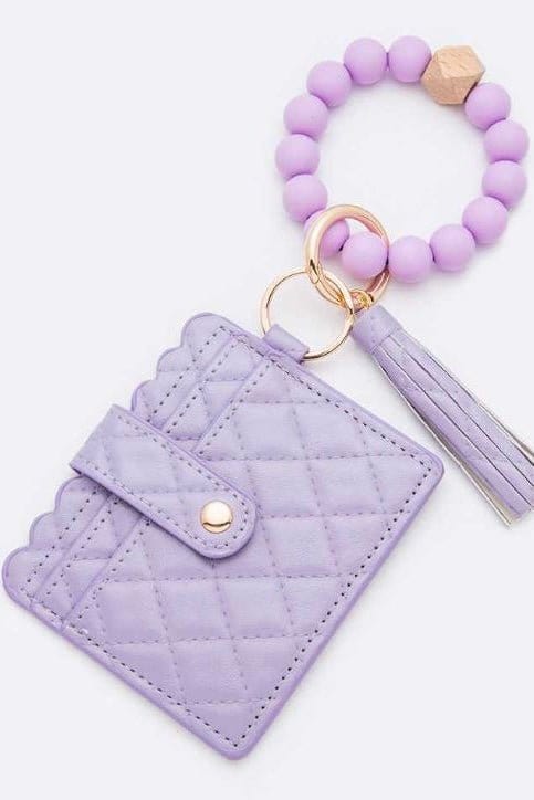 Jessica Quilted Beaded Keychain Bracelet Wallet