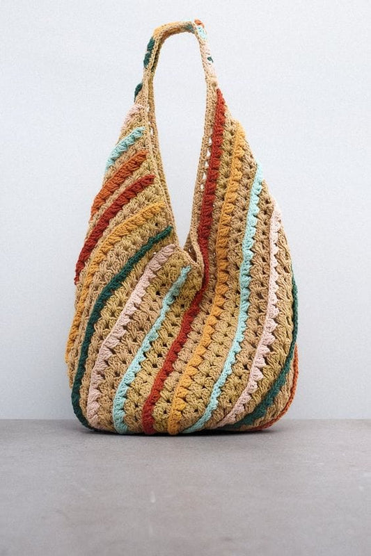 Rainbow Crochet Hobo Tote Bag