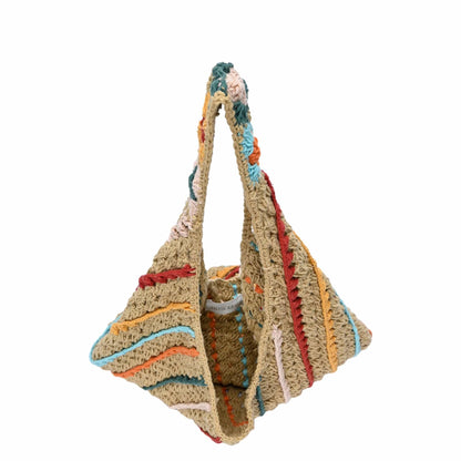 Rainbow Crochet Hobo Tote Bag