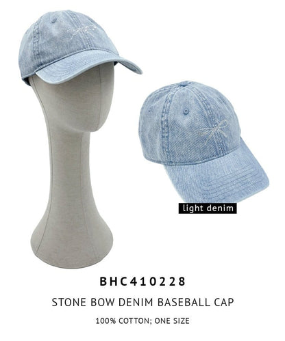 Small Rhinestone Bow Denim Baseball Cap