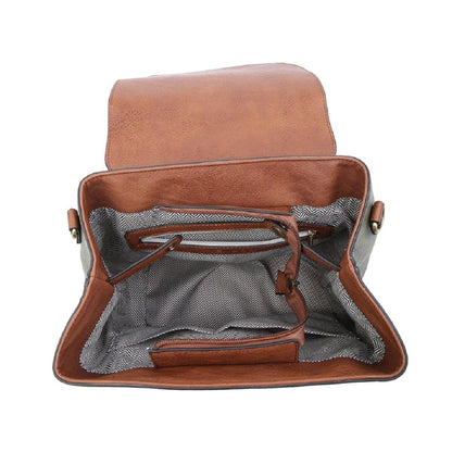 Vegan Leather Convertible Flapover Backpack