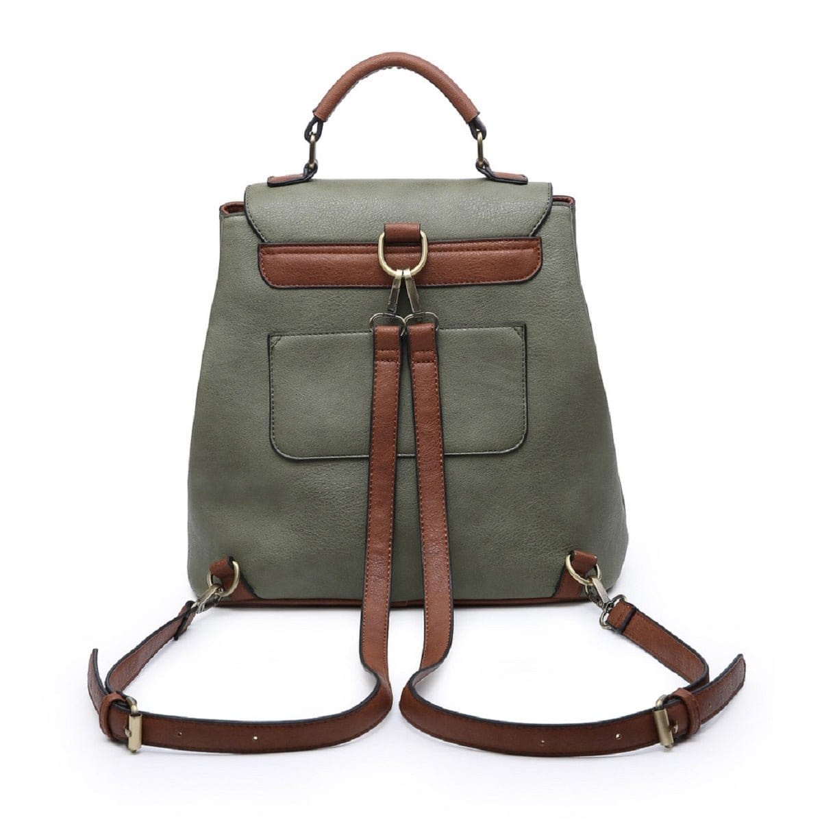 Vegan Leather Convertible Flapover Backpack