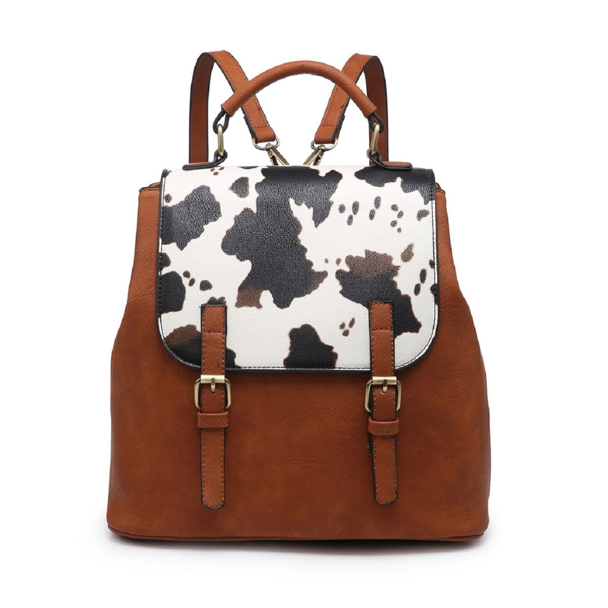 Vegan Leather Convertible Flapover Backpack