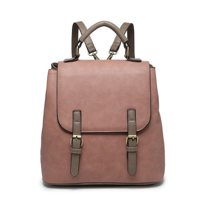 Vegan Leather Convertible Flapover Backpack