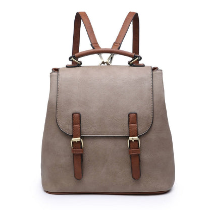 Vegan Leather Convertible Flapover Backpack