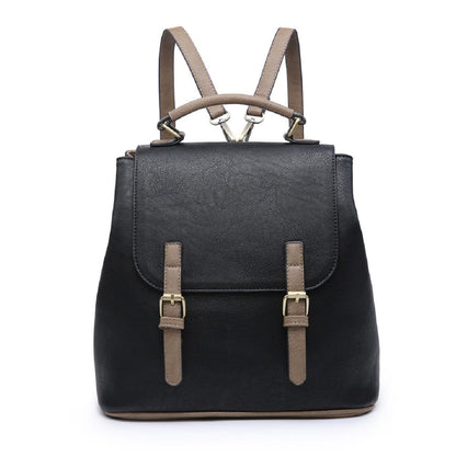 Vegan Leather Convertible Flapover Backpack