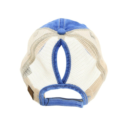 Washed Mesh Back High Pony Baseball Cap