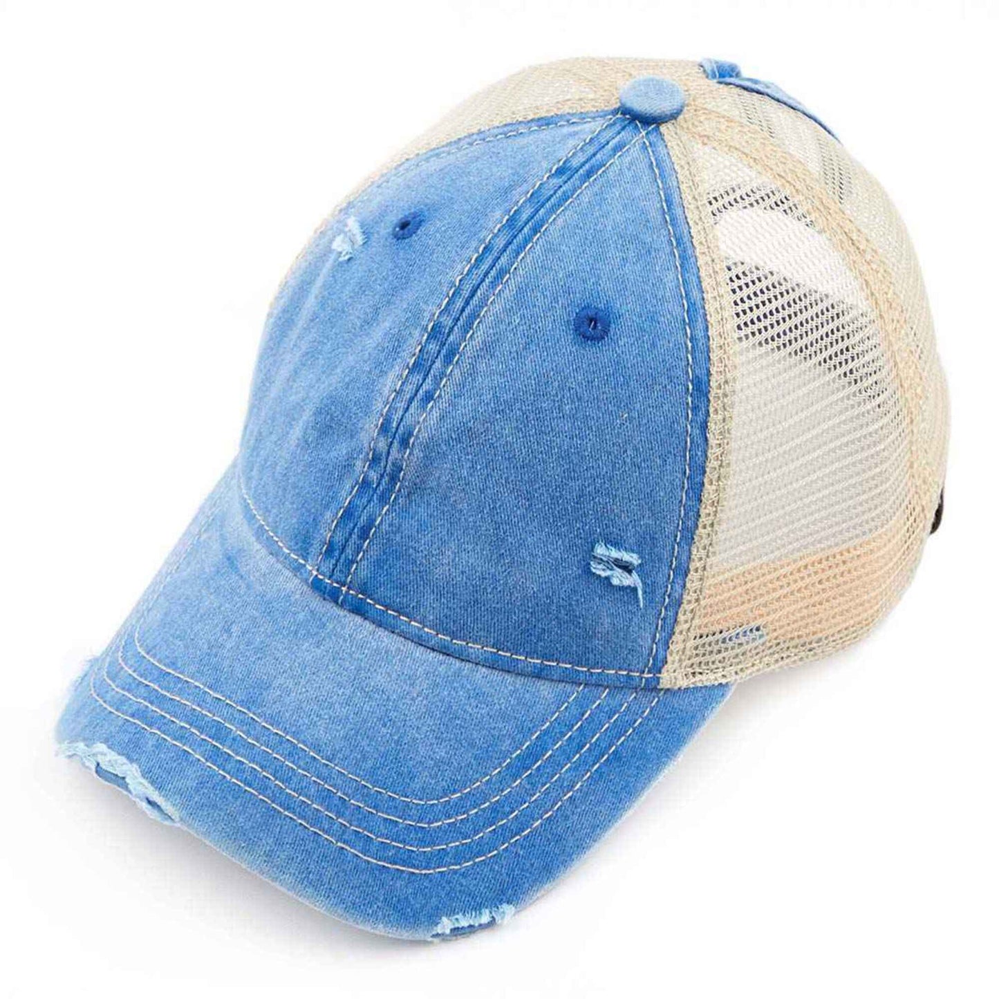 Washed Mesh Back High Pony Baseball Cap