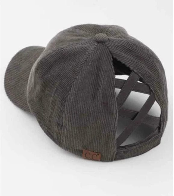 Amanda Corduroy Criss Cross Pony Cap