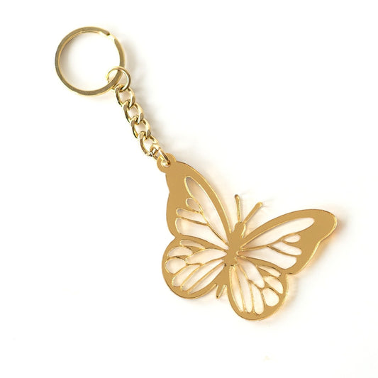 Mirrored Gold Butterfly Keychain