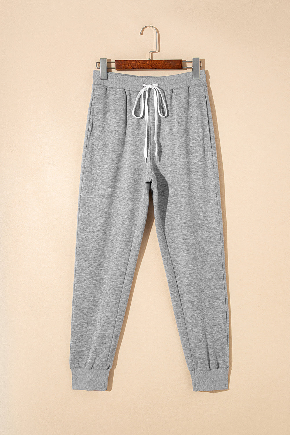 Gray Drawstring Hoodie and High Waist Pants Lounge Set