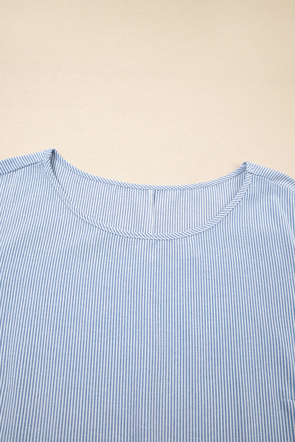 Sky Blue Stripe Crisscross Lace Detail Mixed Striped Patchwork Plus Size Shift Long Dress