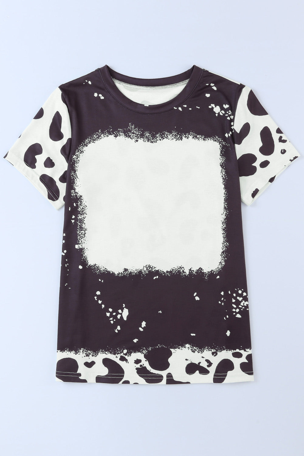 Black Tie Dye Bleached Crew Neck Short Sleeves T-shirt