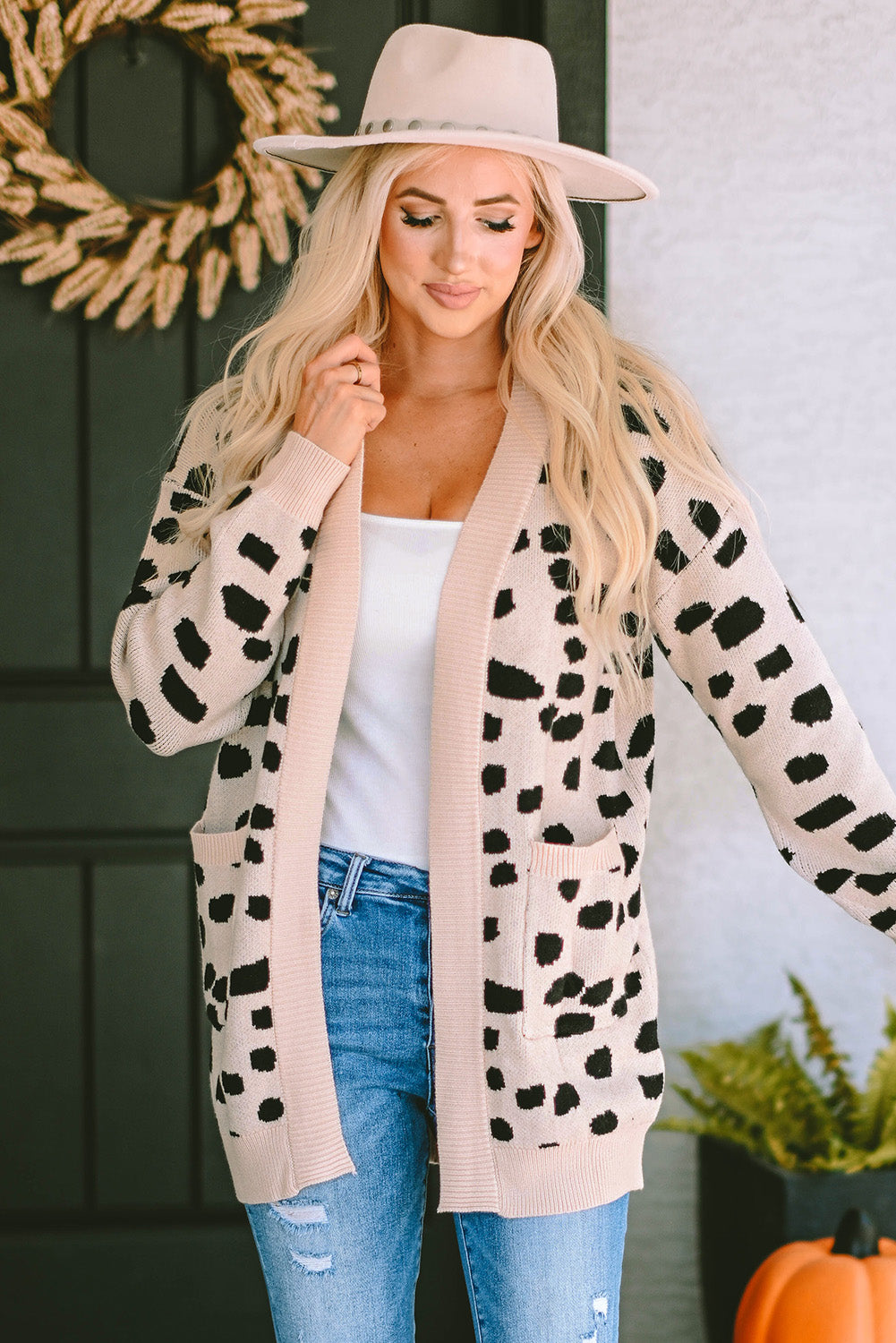 Leopard Animal Spotted Pattern Open Front Cardigan