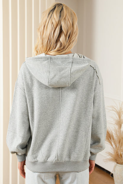 Gray Active Patchwork Detail Warm Winter Hoodie