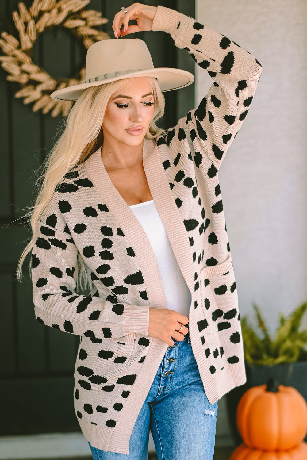 Leopard Animal Spotted Pattern Open Front Cardigan