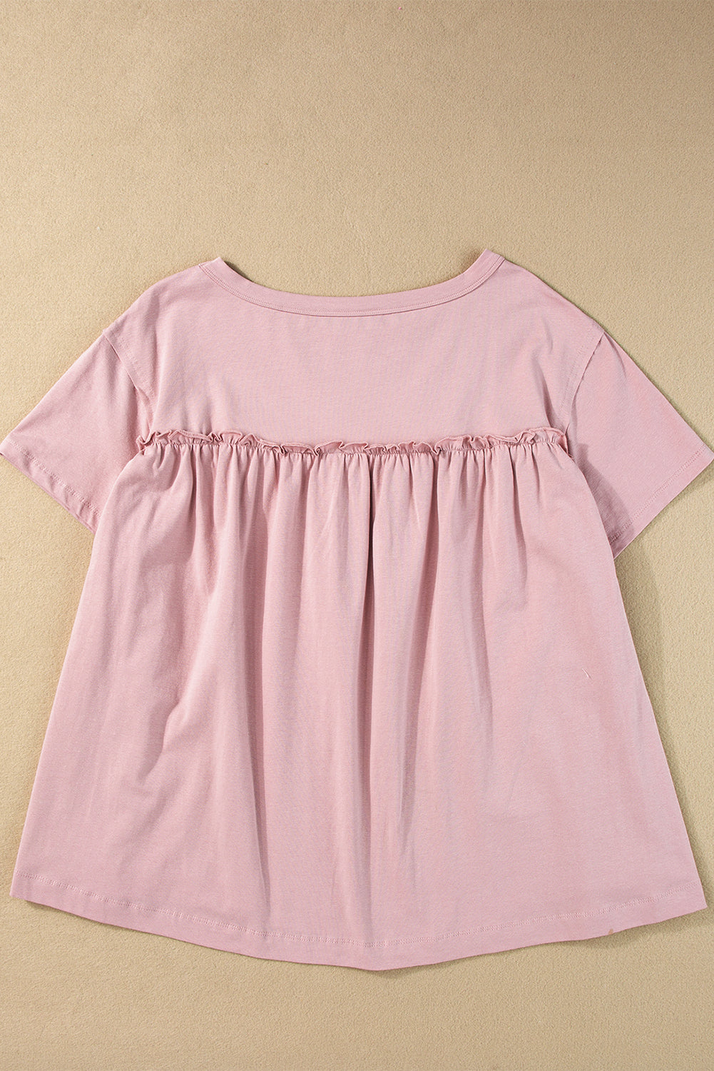 Light Pink Ruffled Trim Loose Babydoll Tee