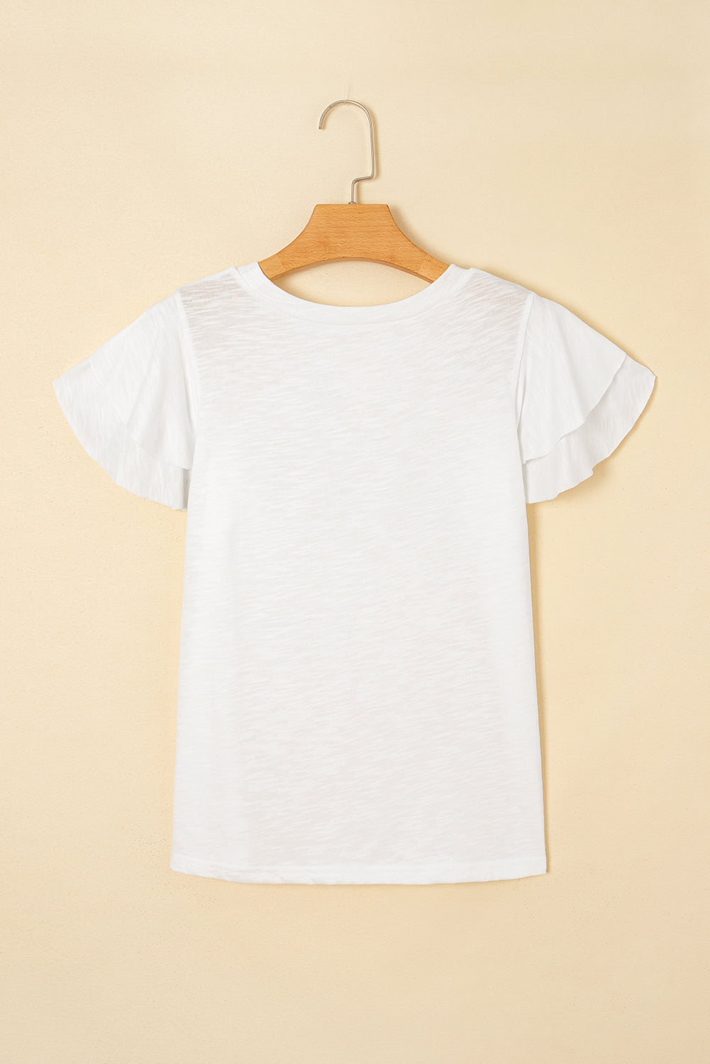 White Layered Ruffle Short Sleeve Round Neck Top